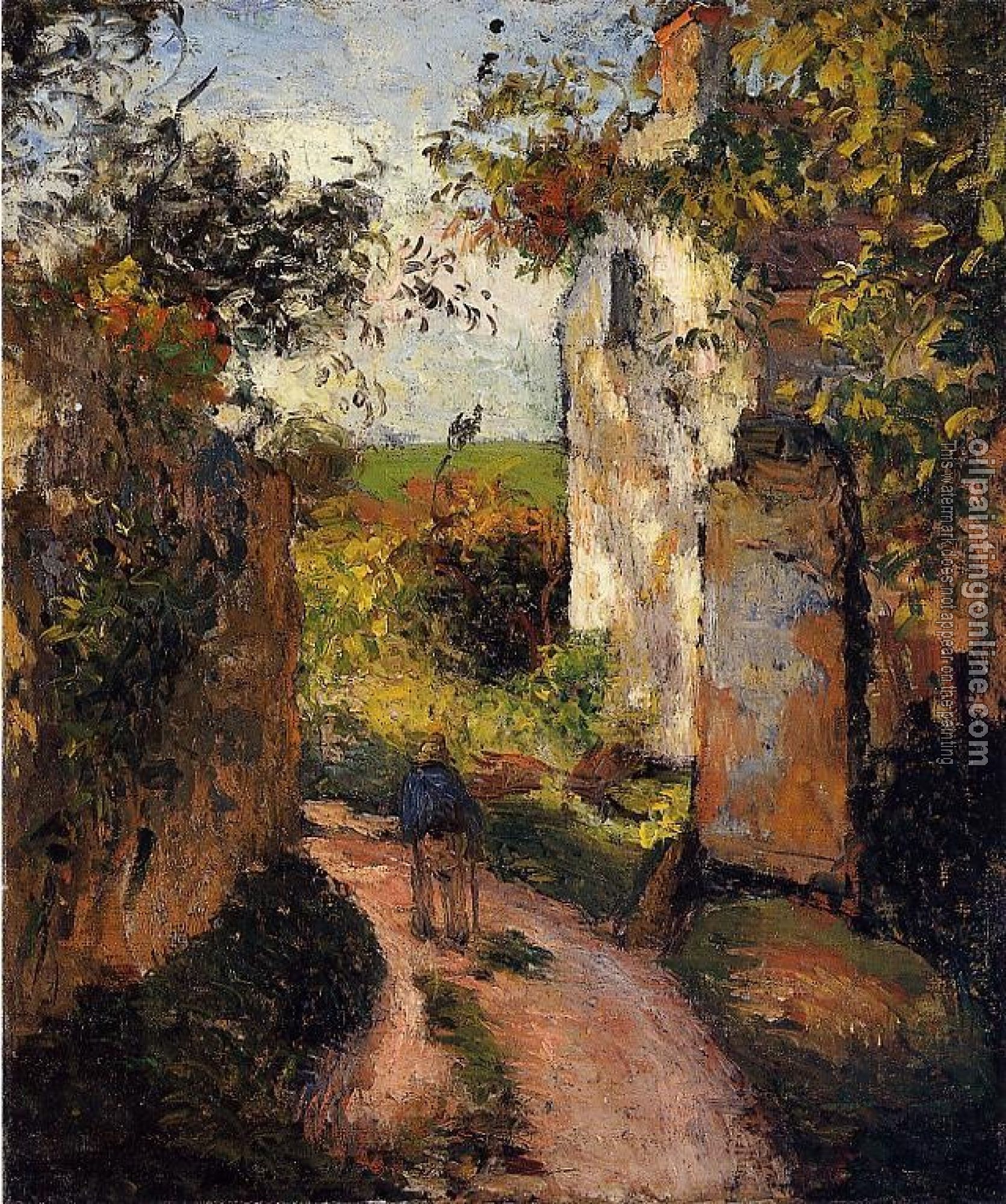 Pissarro, Camille - A Peasant in the Lane at l'Hermitage, Pontoise